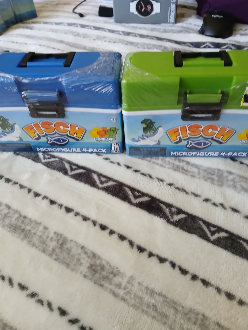 Fisch Microfigure 4-Pack Toy Carry Case - Blue & Green